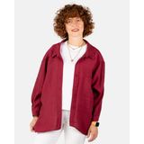 Portakal Esintisi Tensel Kumaş Oversize Kadın Gömlek - Bordo - Standart