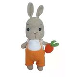 Portakal Kabuğu Tulumlu Havuçlu Bal Yanak Tavşan Amigurumi Organik Oyuncak