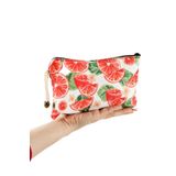 Portakal Meyve Desenli Kırmızı Beyaz Kalemlik Fermuarlı Makyaj Çantası Orta Boy cm 12cm X 20cm