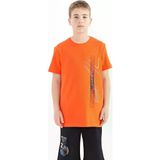 Portakal Yazı Baskılı O Yaka Standart Kalıp Erkek Çocuk T-Shirt - 11119