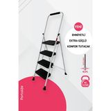 Portalife 4 Basamaklı Konfor Tutacaklı Çelik Şık Merdiven - Beyaz