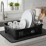 Portatif Kaşıklık Bölmeli Bulaşıklık | Tezgah Üstü Bulaşık Kurutmalık | 4 Renk Seçeneği | Dayanıklı Abs Plastik Malzeme (42X33X12CM) (Siyah) - standart