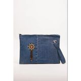 Portföy Kadın El Çantası / Denim Kumaş Astarlı Fermuarlı 35X26 Cm
