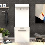 Porto 2 Kapaklı Çekmeceli Portmanto Ve Ayakkabılık-Mat Beyaz 73x187x36 Cm ( Gxyxd)