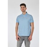 Porto Cervo Minimalist Polo Yaka Kısa Kol Erkek T-Shirt - Regular Fit - Açık Mavi
