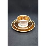 Porzellan Harmonie Vintage Çay Fincanı 3 Parça 210 ml Doğu Alman Yapımı - Beyaz - Kırmızı - Sarı
