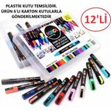 Posca 12'li Pc-5m (1.8-2.5mm) Keçe Uçlu Akrilik Markör Kalem Poska PC5M Pc - 5m - 12'li Set
