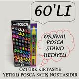 POSCA PC-5M 60’lı Dev Set (49 Renk-Tüm Renkler) Keçe Uçlu Akrilik Marker Kalem (1.8-2.5mm) – Poska PC5M PC 5M – Stand Hediyeli – Sanat, Hobi, Tasarım İçin - 60'lı Stand Hediyeli