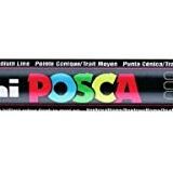 Posca PC-5M Siyah Renkli Boya İşaretleyici Kalemler 2,5 mm Orta Mermi Uçlu Uç Her Yüzeye Yazar Metal Cam Ahşap Kumaş Plastik Taş (1'li Paket)