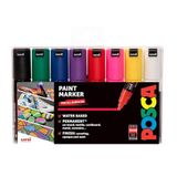 POSCA PC-7M Kalıcı Marker Boya Kalemleri. Sanat ve El Sanatları için Geniş Kurşun Uç. Ahşap Metal Kağıt Tuval Karton Cam Kumaş Seramik Kaya Çakıl Taşı Porseleninde Çoklu Yüzey Kullanımı. 8 Renk Seti