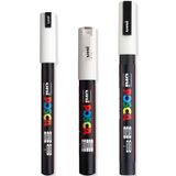 Posca - Ultra İnce - İnce Boya Marker Kalem Seti - PC-1MR, PC-1M, PC-3M - Beyaz Mürekkep - 3'lü Paket