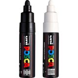 Posca Uni Pc-7m Marker Sanat Kalemi - Büyük Mermi Ucu - 4,5-5,5 mm Uç - [2'li Paket] - Siyah ve Beyaz - 41 Delft Blue