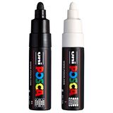 Posca Uni PC-7M Marker Sanat Kalemi - Büyük Mermi Ucu - 4,5-5,5 mm Uç - [2'li Paket] - Siyah ve Beyaz