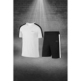 Poseidon Storm Büyük Beden Erkek Beyaz Dri-Fit Kumaş Baskısız Yuvarlak Yaka Kısa Kol Tişört Şort Alt Üst Takımı 4XL-10XL - 5XL