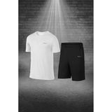Poseidon Storm Büyük Beden Erkek Beyaz Dri-Fit Kumaş Rahat Konforlu Kesim Yuvarlak Yaka Kısa Kol Tişört Şort Spor Seti 4XL-10XL - 7XL