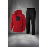 Poseidon Storm Büyük Beden Erkek Kırmızı Supra Penye Kumaş Ön Cepli Rahat Kapüşonlu Yürüyüş Takımı (4xl- 10XL) - 6XL