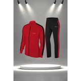 POSEIDON STORM Büyük Beden Kadın Kırmızı Yeni Supra Penye Konforlu Her Mevsim Yürüyüş Koşu Eşofman Seti (4XL-10XL)
