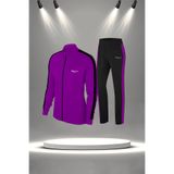 POSEIDON STORM Büyük Beden Kadın Mor Yeni Supra Penye Yürüyüş Antrenman Fitness Eşofman Seti (4XL-10XL)