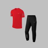 Poseidon Storm Erkek Kırmızı Özel Supra Penye Kumaş Fermuarlı Koşu Seti (S-3xl)