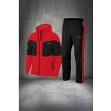 POSEIDON STORM Erkek Kırmızı Yeni Supra Penye Antrenman Sporcu Koşu Takımı Seti S-3XL
