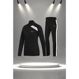 Poseidon Storm Kadın Siyah Supra Penye Kumaş Rahat Fermuarlı Koşu Takımı (S-3xl)
