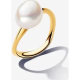 Poseidons Jewellery Gold Renk Gümüş Barok İşlenmiş Tatlı Su Kültür İncisi Yüzük