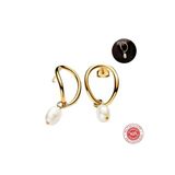 Poseidons Jewellery Gold Renk Gümüş Doğal Şekilli Yuvarlak Ve Barok İşlenmiş Tatlı Su Kültür İncisi Küpeler