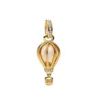 Poseidons Jewellery Gold Renk Işıltılı Şeffaf Sıcak Hava Balonu Sallantılı Charm