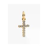 Poseidons Jewellery Gold Renk Zirkon Taşlı Haç Sallantılı Charm Kolye Ucu S925