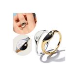 POSEİDONS JEWELLERY Gümüş ve Gold Renk İkili İki Yarı Parçalı Mine Mühür Yüzük