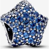 Poseidons Jewellery Mavi Renk Zirkon Taşlı S925 İddialı Pavé Yıldız Charm