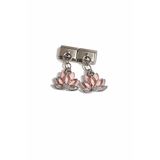 Poseidons Jewellery Pembe Lotus Çiçeği Figürlü İtalyan Charm – Çelik Bileklik Uyumlu Sallantılı Charm