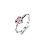 Poseidons Jewellery Poseidons Jewellery Zirkon Taşlı Yükseltilmiş Pembe Kalp 925 Ayar Yüzük