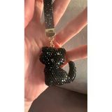 Poseidons Jewellery Zirkon Taşlı Kristal Görünümlü Siyah Renk Kedi Figürlü Anahtarlık Çanta Charmı