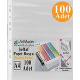 Poşet Dosya 100 Lü A-4 Şeffaf Föy Dosya 1 Paket Artmaster Ofis Okul Kenarı Delikli Poşet Dosya 80 Sayfa Kapasiteli - Standart