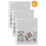 Poşet Dosya 100 Lü A-4 Şeffaf Föy Dosya 3 Paket Artmaster Ofis Okul Kenarı Delikli Poşet Dosya 80 Sayfa Kapasiteli