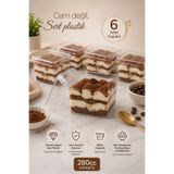 Poşetçi 6'lı Kare Tiramisu Cup 280 cc Mika Kase Plastik Şeffaf Kapaklı Sunum Kabı Tatlı & Meze Ve Salata Kap