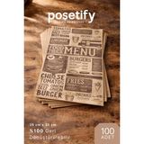 Poşetify 100 Adet Food Truck Menü Desenli Yağlı Sunum Kağıdı 25X35 cm | Şık Servis Kağıdı | Kraft Yağlı Kağıt