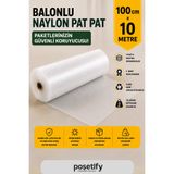 POŞETİFY 100 cm x 10 m Balonlu Naylon Patpat | 1. sınıf | 3 Katlı | 10 m2 | 35 gr/m² | Kalın Paketleme Rulosu