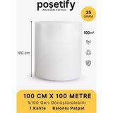 Poşetify 100 cm x 100 m Balonlu Naylon Patpat | 1. sınıf | 3 Katlı | 100 m2 | 35 gr/m² | Kalın Paketleme Rulosu - Çift Yönlü