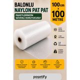 POŞETİFY 100cm x 100m Balonlu Naylon Patpat | 1. sınıf | 3 Katlı | 100 m2 | 35 gr/m² | Kalın Paketleme Rulosu