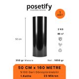 POŞETİFY 23 Mikron Siyah Streç Film | 50 cm x 160 Metre | 2000 gr | Dayanıklı Taşınma ve Paketleme Streçi