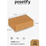 Poşetify 25 Adet 17x12,5x7,5 Cm Baskısız Kraft Kesimli Kutu – Dayanıklı E-Ticaret ve Hediye Paketleme Kutusu