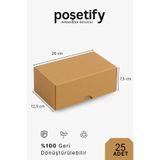 Poşetify 25 Adet 26X12,5X7,5 cm Baskısız Kraft Kesimli Kutu – Dayanıklı E-Ticaret ve Hediye Paketleme Kutusu