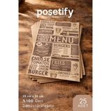 Poşetify 25 Adet Food Truck Menü Desenli Yağlı Sunum Kağıdı 25X35 cm | Şık Servis Kağıdı | Kraft Yağlı Kağıt