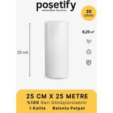 Poşetify 25cm x 25 m Balonlu Naylon Patpat | 1. sınıf | 3 Katlı | 6,25 m2 | 35 gr/m² | Kalın Paketleme Rulosu - Şeffaf - 25x25