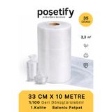 POŞETİFY 33 cm x 10 m Balonlu Naylon Patpat | 1. Sınıf | 3 Katlı | 3,3m2 | 35 gr/m² | Kalın Paketleme Rulosu
