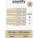 Poşetify 45 mm x 100 Metre Koli Bandı | 84 Adet | Güçlü Yapışkanlı Şeffaf Paketleme Bandı - 45mmx100mt