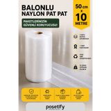 POŞETİFY 50 cm x 10 m Balonlu Naylon Patpat | 1. sınıf | 3 Katlı | 5 m2 | 35 gr/m² | Kalın Paketleme Rulosu