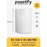 Poşetify 50CMX50METRE Patpat | 1. Sınıf Kalın Balonlu Naylon Rulo | 35GR Pat Pat Ambalaj Malzemesi - Şeffaf - 50x50